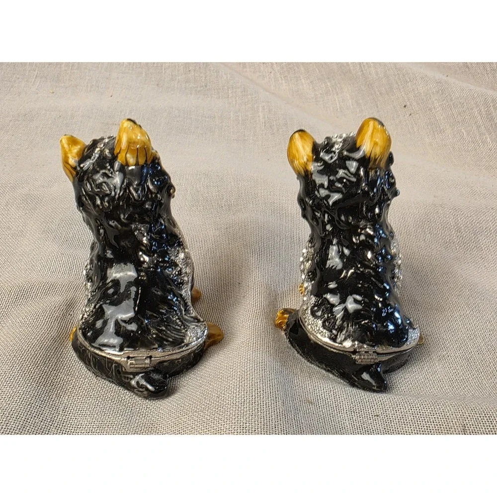 Vintage Yorkie Bejeweled Enamel Fabrege Style Hinged Trinket Boxes Perfect!